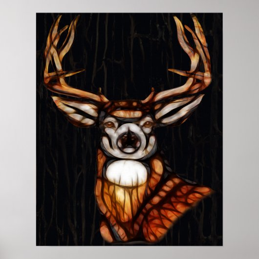 Houten hout Deer Rustic Country Cabin Unique Art Poster (Voorkant)