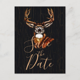 Houten hout Deer Rustic Country Save the Date Aankondigingskaart