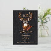 Houten hout Deer Rustic Land Birthday Party Kaart (Staand voorkant)