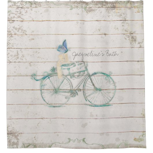  houten hout Victoriaans fiets Douchegordijn (Voorkant)