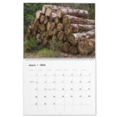 Houten houten log esthetische natuur wand kalender (Mar 2026)