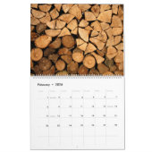 Houten houten log esthetische natuur wand kalender (Feb 2026)