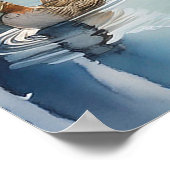 Houten huis aan rivier 1 poster (Hoek)