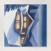 Houten huis in de bergen legpuzzel (Horizontaal)