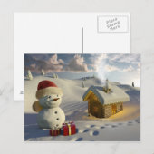Houten huis in de sneeuw met Kerstmis Feestdagenkaart (Voorkant / Achterkant)