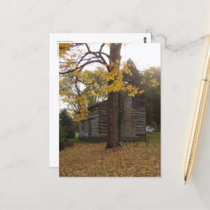 Houten huis in Washington, Iowa in de herfst met b Briefkaart