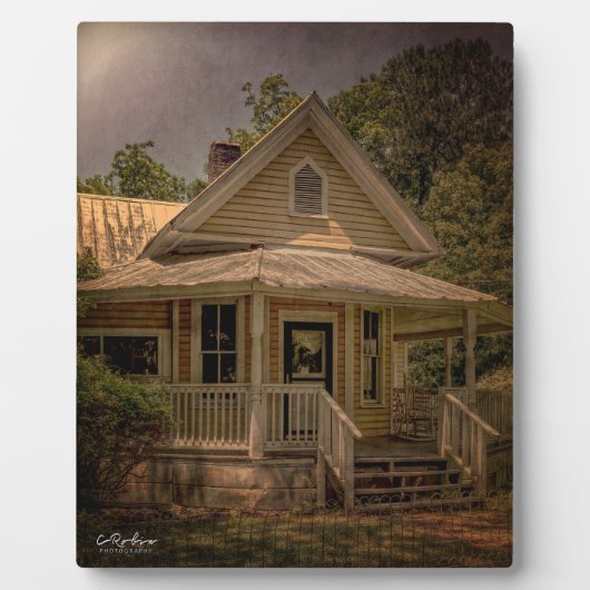  houten huis met veranda op een zonnige dag fotoplaat (Voorkant)