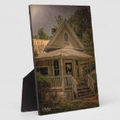  houten huis met veranda op een zonnige dag fotoplaat (Zijkant)