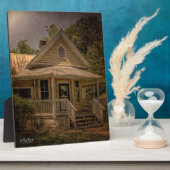  houten huis met veranda op een zonnige dag fotoplaat (Zijkant)