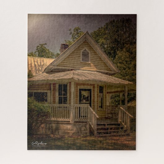  houten huis met veranda op een zonnige dag legpuzzel (Verticaal)