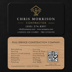 Houten Huis Verbetering QR Code Visitekaartje