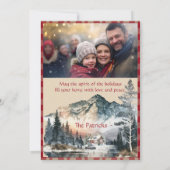 Houten huisje in de bergen Kerst 1 Foto  Feestdagenkaart (Achterkant)