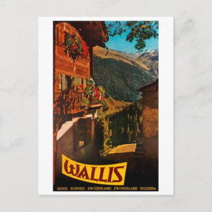 Houten huisje in Wallis, Zwitserland Briefkaart