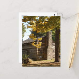 Houten huisje in Washington, Iowa in de herfst Briefkaart