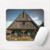 Houten huisje - Mousepad Muismat (Met muis)
