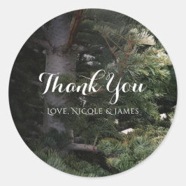 Houten Huwelijksgunst met Motief van een Grove Boo Ronde Sticker