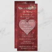 Houten Huwelijksprogramma met Rode Hart Rustieke S Programmakaart (Voorkant / Achterkant)