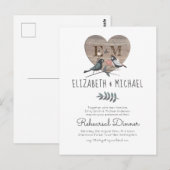 Houten huwelijksrepetitie-diner met gegraveerd har briefkaart (Voorkant / Achterkant)