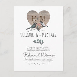 Houten huwelijksrepetitie-diner met gegraveerd har briefkaart