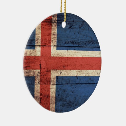 Houten IJslandse vlag Keramisch Ornament (Rechts)