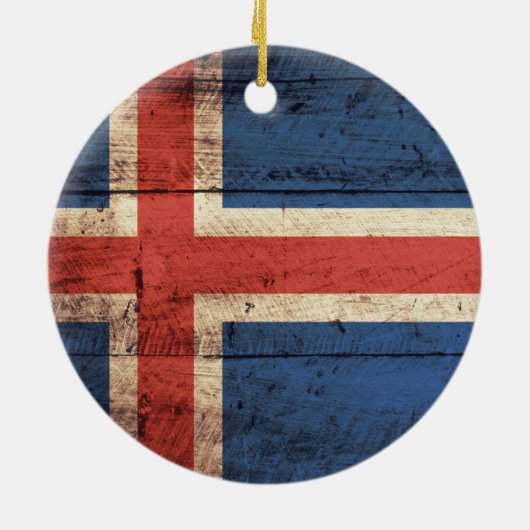 Houten IJslandse vlag Keramisch Ornament (Achterkant)