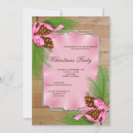 Houten Ingelijste Hoek Pine Kegels & Lint Kerstmis Kaart