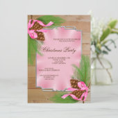 Houten Ingelijste Hoek Pine Kegels & Lint Kerstmis Kaart (Staand voorkant)