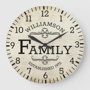 Houten Jaarfeest Vintage Familienaam Op Maat Grote Klok