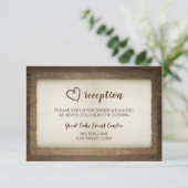 Houten, Jute & Touw Hart Trouwontvangstkaart Kaart (Staand voorkant)