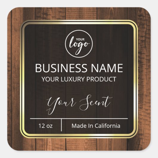  houten kaarsenlabels vierkante sticker (Voorkant)