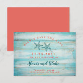 Houten Kaart met Zeester Save the Date Kaart (Voorkant / Achterkant)