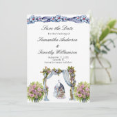 Houten Kabouters Trouw Bloemstuk Scandinavisch QR Save The Date (Staand voorkant)