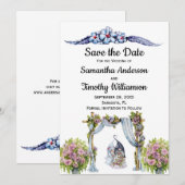 Houten Kabouters Trouwbloemen Scandinavisch Save The Date (Voorkant / Achterkant)