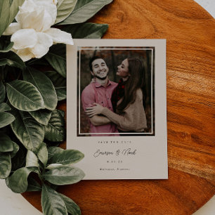 Houten kader moderne Save the Date foto kaart