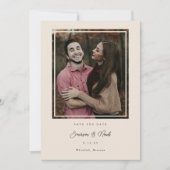 Houten kader moderne Save the Date foto kaart (Voorkant)