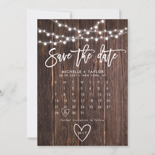 Houten Kalender Bewaar de Datum Kaart (Voorkant)