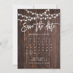 Houten Kalender Bewaar de Datum Kaart