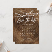 Houten kalender save the date kaart (Voorkant / Achterkant in situ)