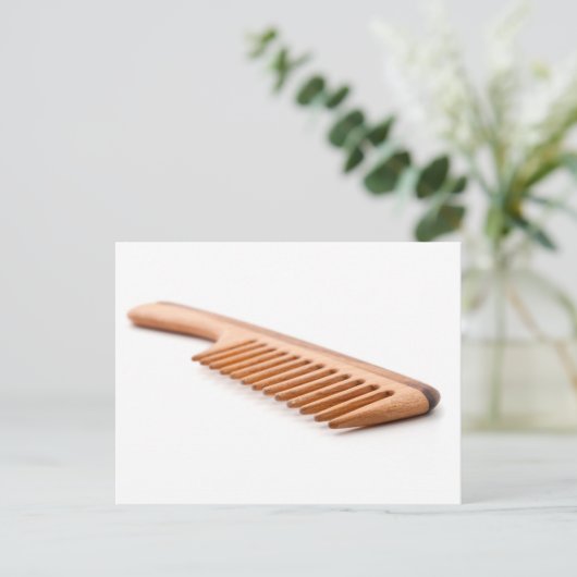 Houten kam briefkaart (Staand voorkant)