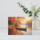Houten Kano Placid River Herfst Briefkaart (Staand voorkant)