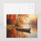 Houten Kano Placid River Herfst Briefkaart (Voorkant / Achterkant)