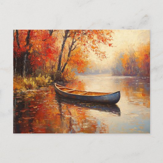 Houten Kano Placid River Herfst Briefkaart (Voorkant)