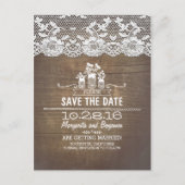 Houten kant en metselaar potten rustiek Save the D Aankondigingskaart (Voorkant)