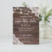 Houten kant en slingerlichtjes Save The Date V2 (Staand voorkant)