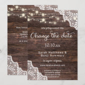 Houten kant en slingerlichtjes Wijzig de datum Kaart (Voorkant / Achterkant)