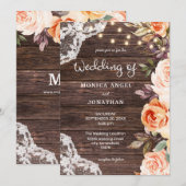 Houten Kant Kersenbloesem & Perzik Bloemen Met Lic Kaart (Voorkant / Achterkant)