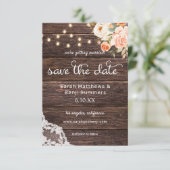 Houten kant, lampjes, bleekheid en pekflesjes Robu Save The Date (Staand voorkant)