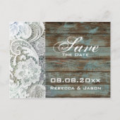 houten kant land bruiloft save the date aankondigingskaart (Voorkant)