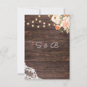 Houten Kant, Lichten, Blush & Perzik Bloemen Rusti Save The Date (Achterkant)