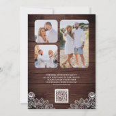 Houten Kant String Lichten Foto QR Code Huwelijk Save The Date (Achterkant)